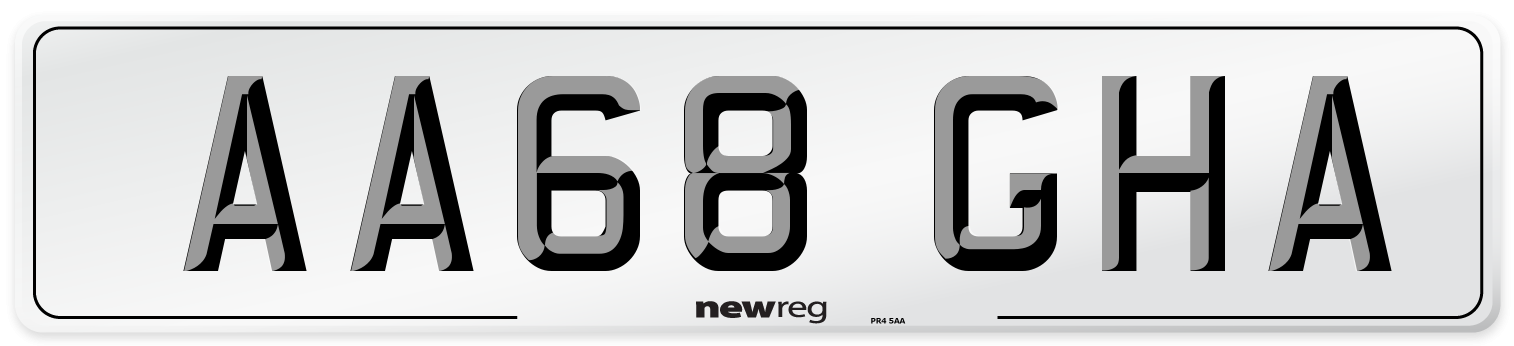 AA68 GHA Number Plate from New Reg